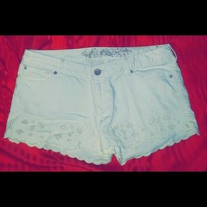 EXPRESS denim white shorts with lace details